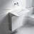 Modern Wall-mounted Solid Surface Pedestal Sink, 1-piece Floating Vessel With Hidden Linear Drain, Wall Mount Faucet Compatible, White For Small Bathroom & Powder Room
