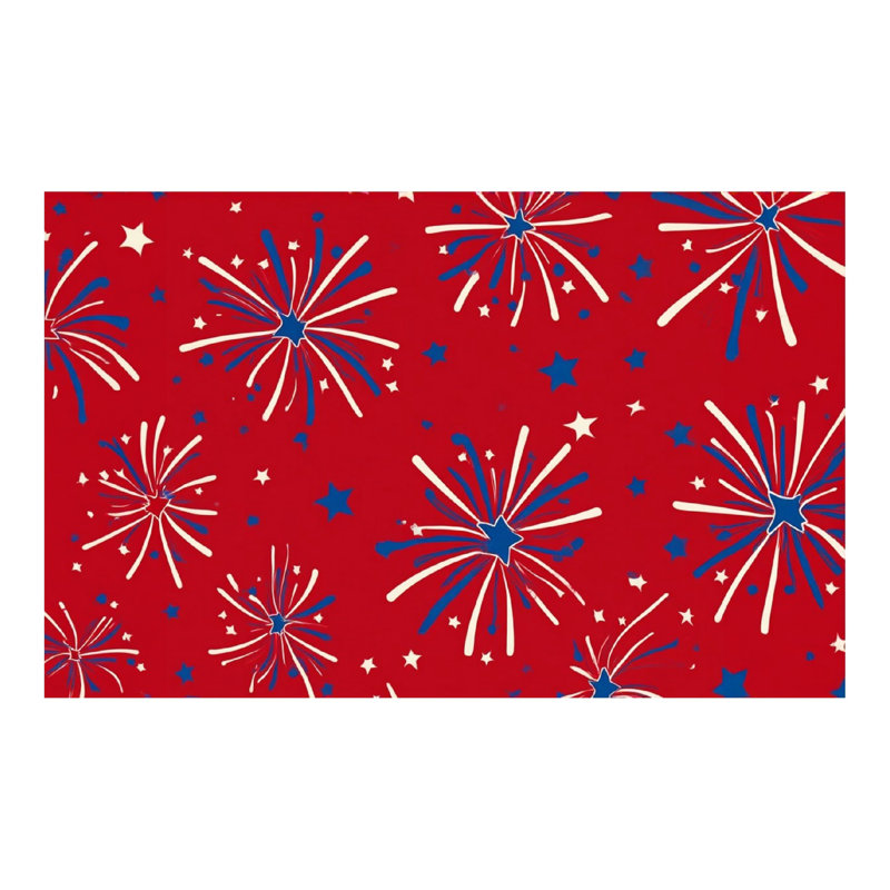 Tapis festonné rouge Star Firework, 60 x 120 po, pique-nique et accessoire de salle à manger