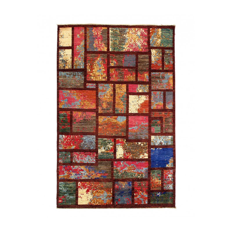 Tapis en laine d'agneau unique 4 pi x 6 pi 4 po Sumekh