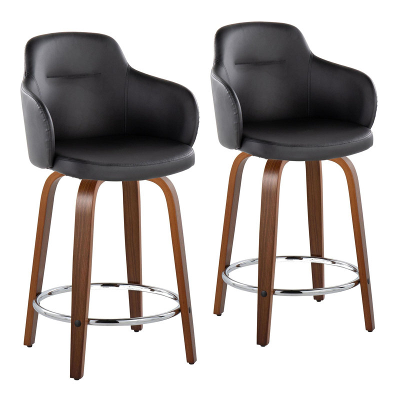 Tabouret de bar Boyne, Noyer / Chrome, Noir