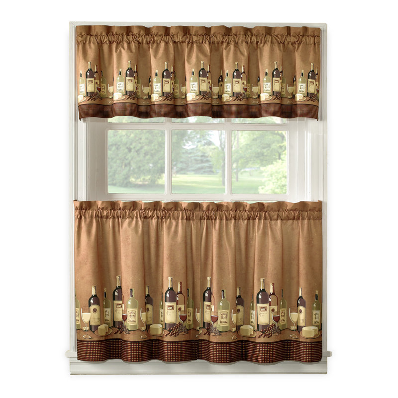 Linette Tailored 56'' W Kitchen Curtain in Brown, 56" W x 36" L