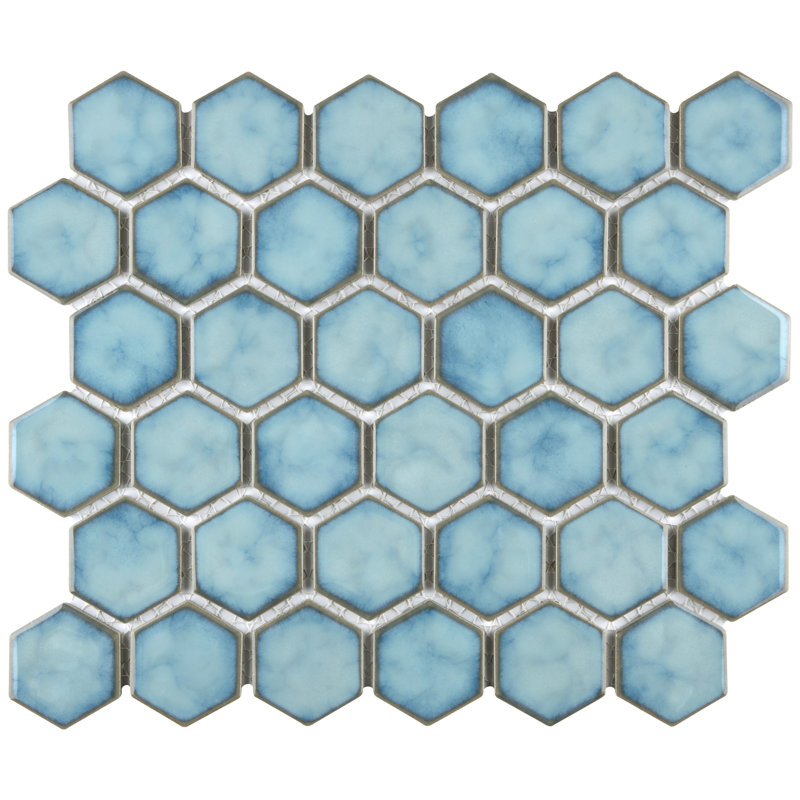 Hudson Due 2" x 2" Hex Porcelain Mosaic Wall & Floor Tile, Marine