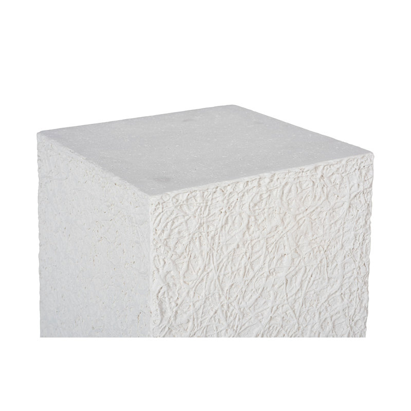 String Theory Pedestal, White Stone, 20" H x 14" L x 14" D