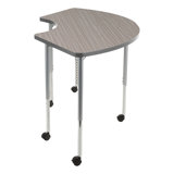 Structure Series 1/3 Round 65" x 30" Adjustable Height Mobile Collaborative Activity Table with Casters