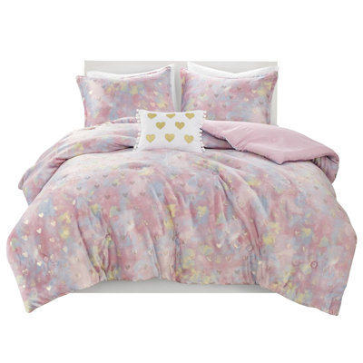 Literie imprimée métallique simple / simple TG avec coussin - textile ultra doux et résistant à l'édredon
