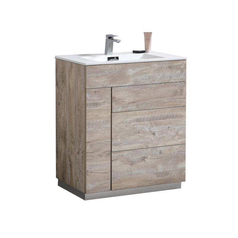 Ensemble de meuble-lavabo simple 30 po Ebler, Bois naturel