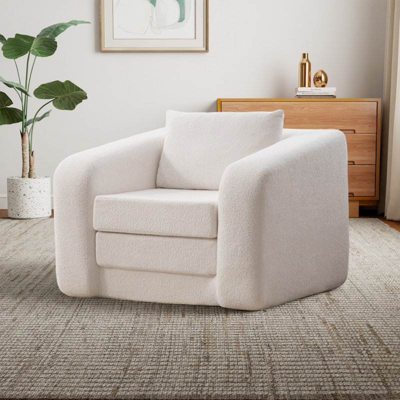 Boneless 40.1" Convertible Compression Single Sofa Bed-no Assembly Required, Ivory