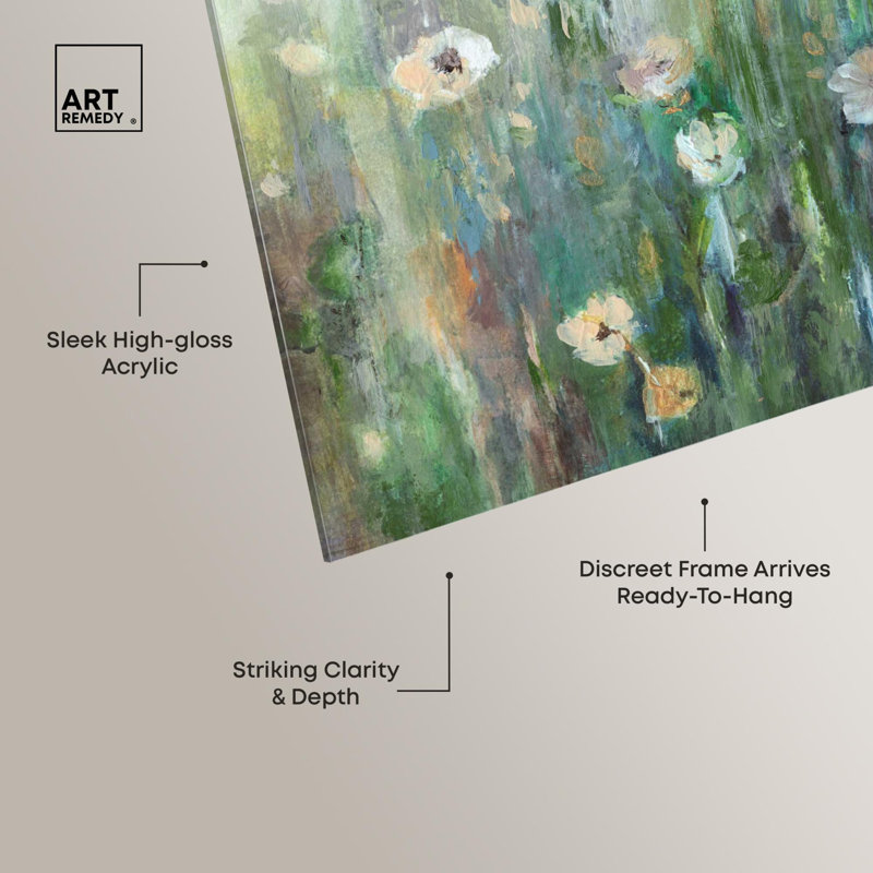 Harmony Green I, art floral abstrait acrylique par Art Remedy, prêt à être accroché, H 30 po x l 20 po