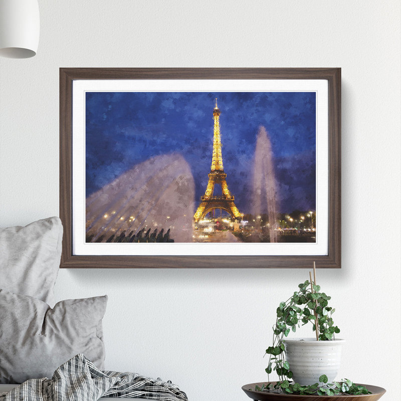 Eiffel Tower Vol.6 - Picture Frame Graphic Art, Walnut Framed, 36cm H x 48cm W x 2cm D