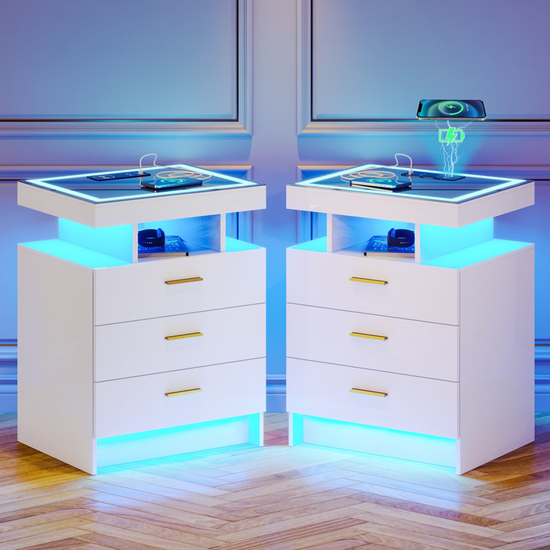 50cm W Bedside Table, White