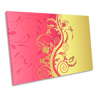 Floral Vines Pink Abstract - Wrapped Canvas Print