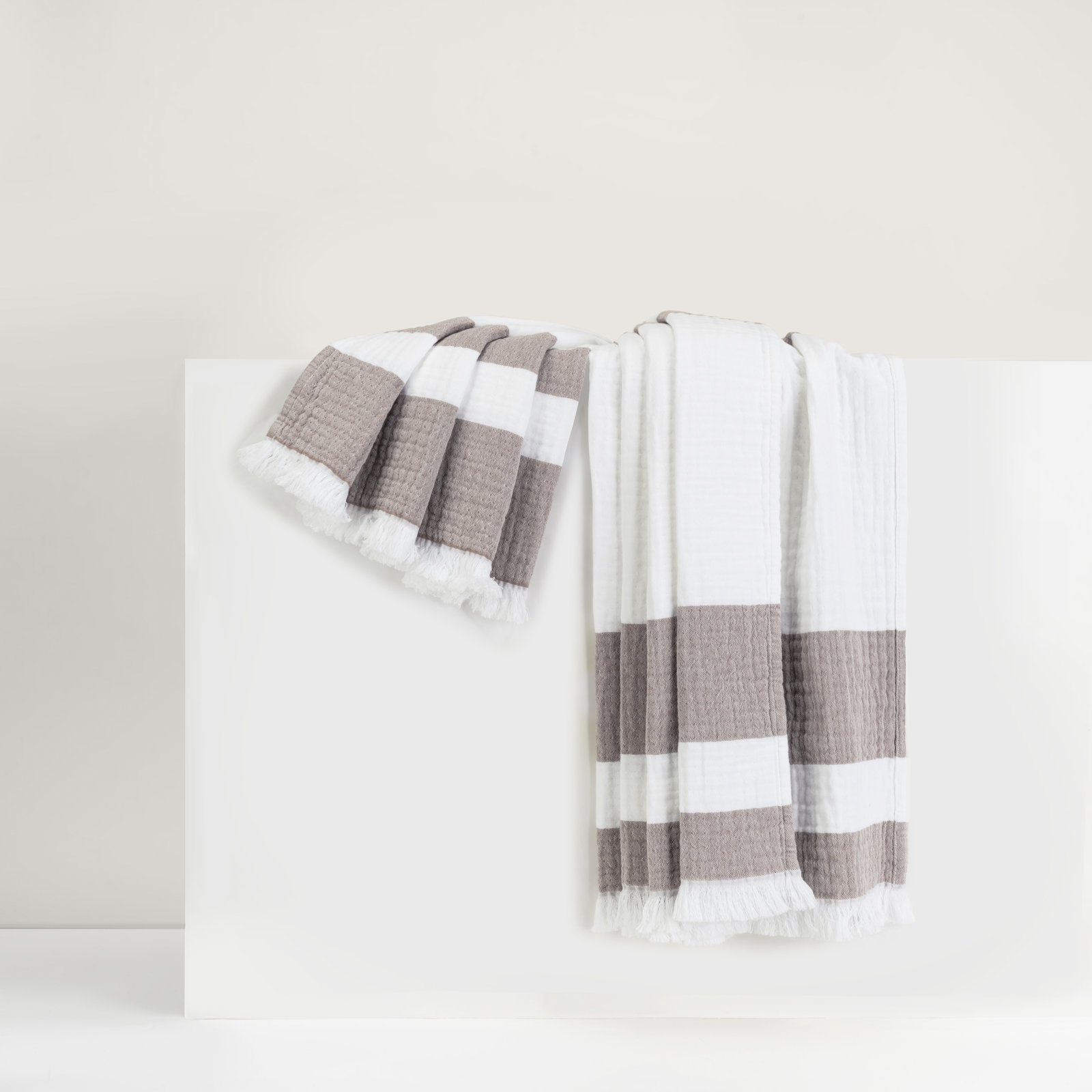 San Marino Cotton Throw Blanket, Taupe