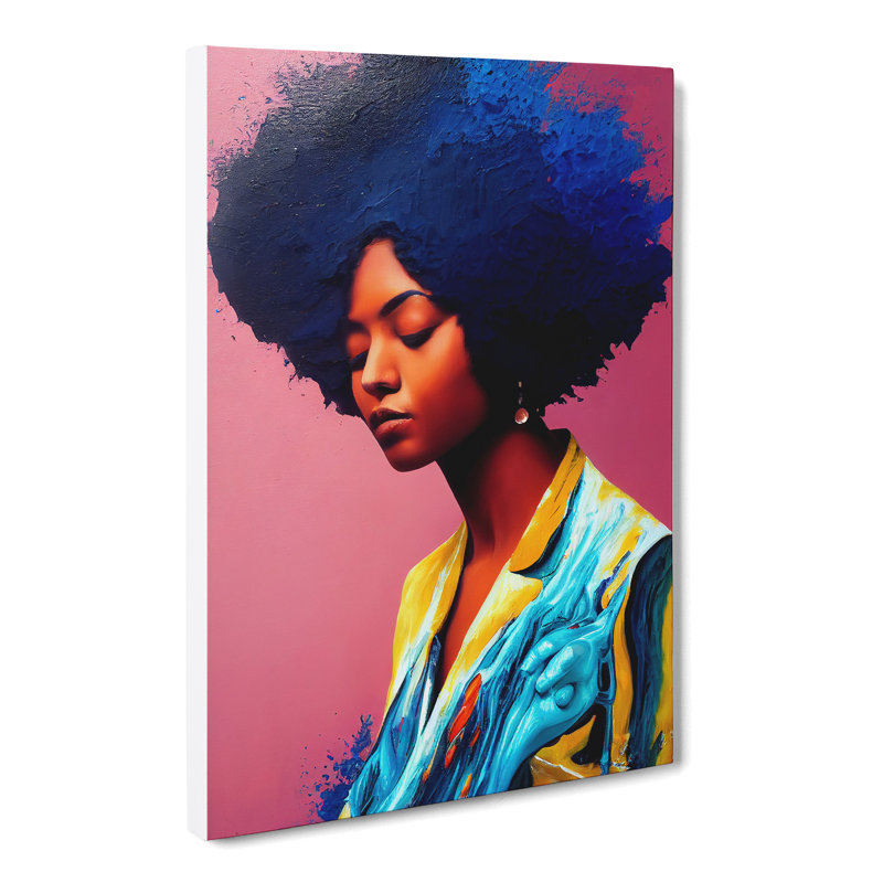 CAN-V0523-2939X Woman With Afro Pouring - Wrapped Canvas Print, 50cm H x 35cm W x 3cm D