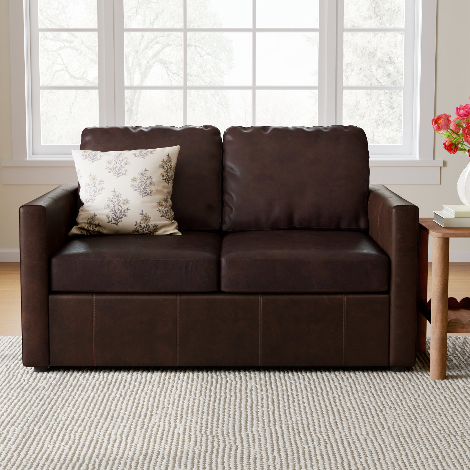 Savannah 58'' Leather Loveseat, Bistro Rustic Genuine Leather