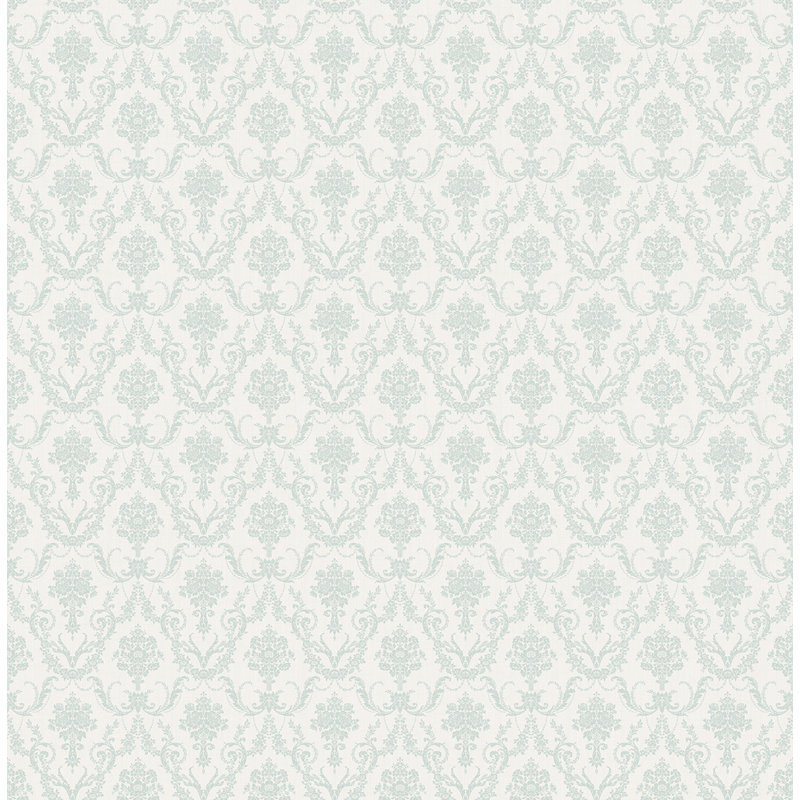 Seabrook Designs Brynn Damask Unpasted Wallpaper, Seabreeze