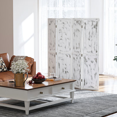 White Room Divider Privacy Screen, 4 Folding Partition For Bedroom, Living Room, Home Office Decoration 4 Panel