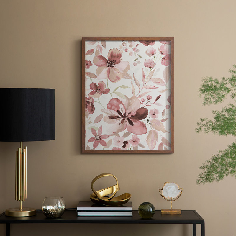 Impression encadrée Shimmering Blush II - bois massif, H 11 po x l 9 po, Noyer
