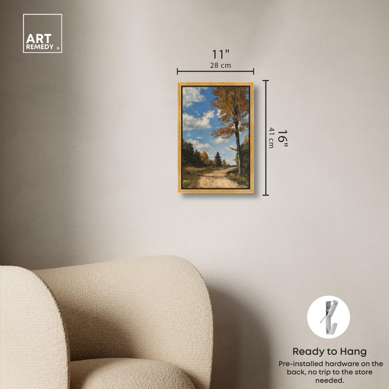 Jungle Walkway, toile rétro paysage par, H 16 po x l 11 po, Cadre flottant doré