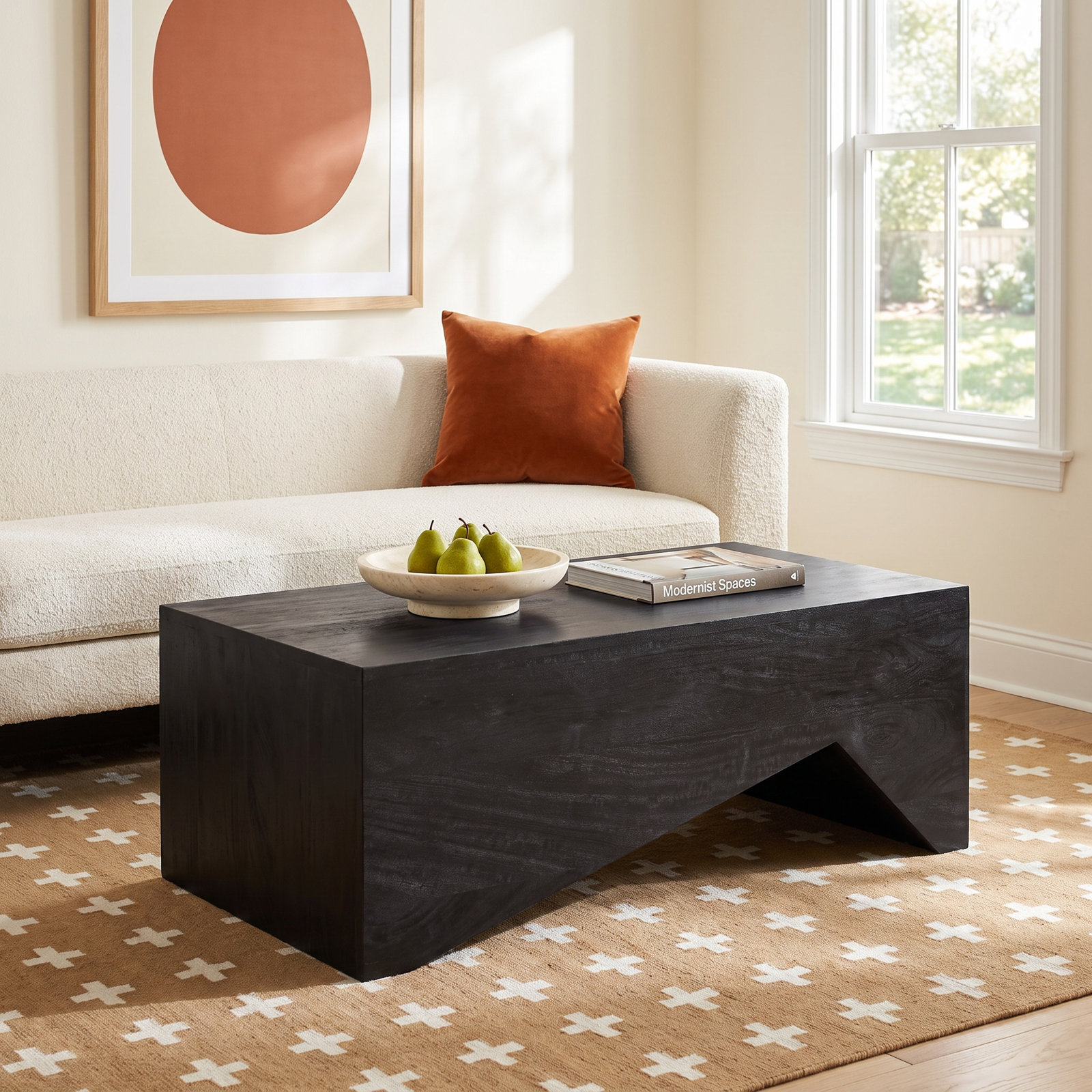 Reyka 39" Acacia Coffee Table, Black