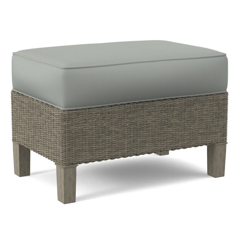 Gibraltar Ottoman, Stone Hearth, Light Blue Performance Fabric; 0851-55