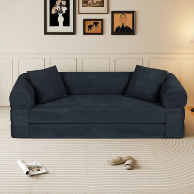 80" Boneless Folding Sofa Bed - Convertible Sleeper With Pillow, Fold Out Couch, Futon Couch, Lazy Sofa For Living Room/Dorm/Guest Room/Home Office, Dark Gray