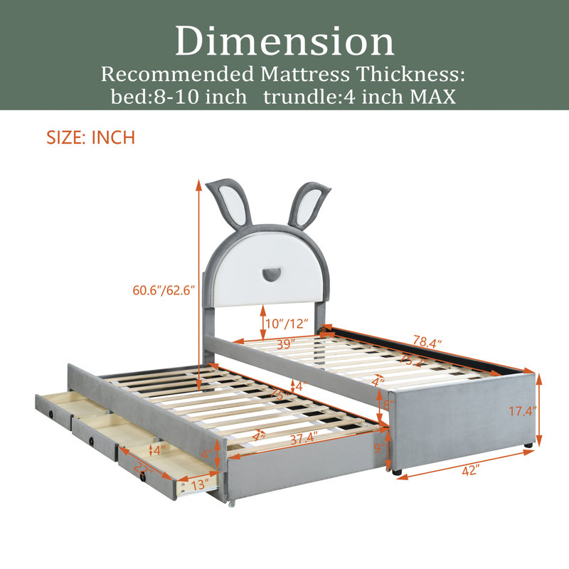 Lit plateforme avec rangement Aliriza, Simple, Gris