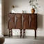 31.69" Solid Wood Sideboard Buffet with 3D Carved Doors and Adjustable Shelf, Storage Cabinet for Dining Room or Living Room