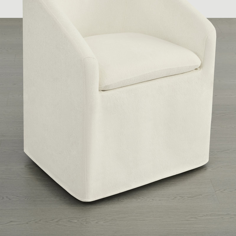 Upholstered Dining Chair with Washable Slipcover & Casters, Linen