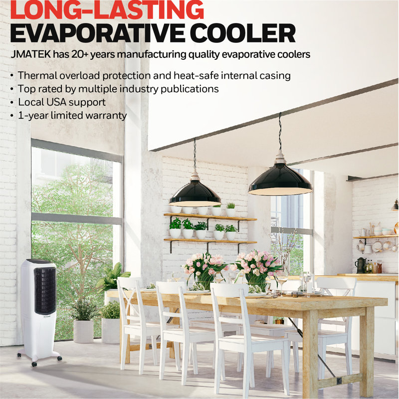 White 43.5" Indoor Portable Evaporative Air Cooler with Remote