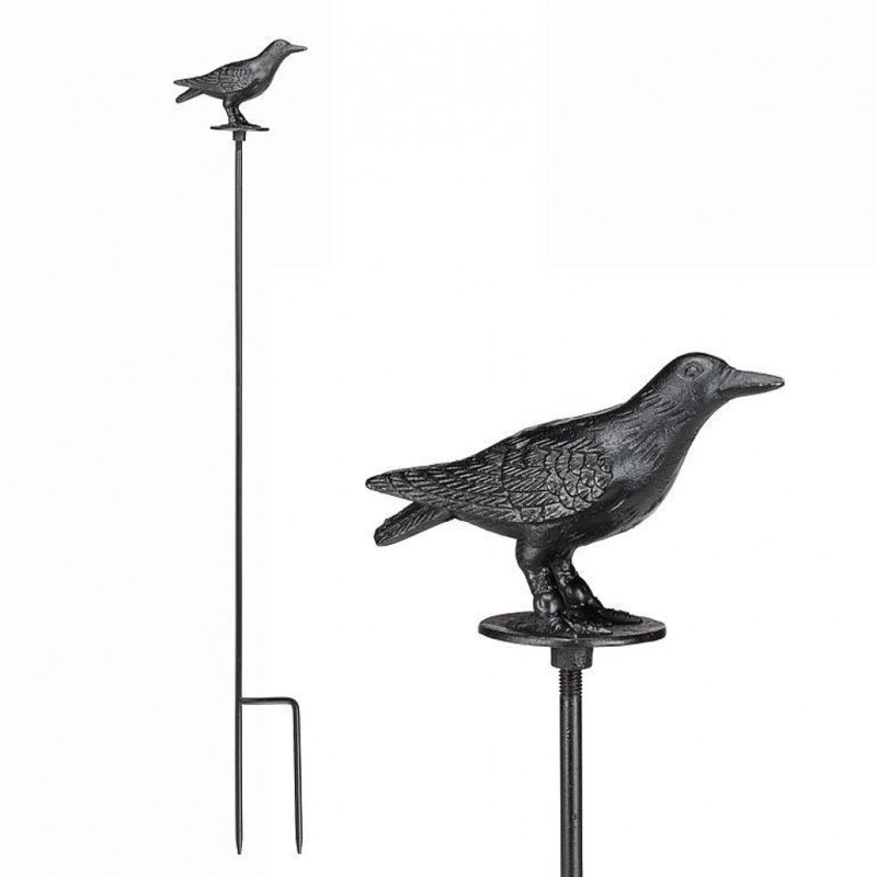 Black Cast Iron Crow Garden Stake, 33-Inch