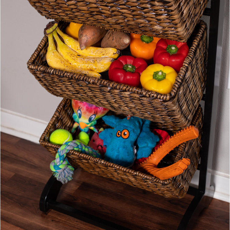 BirdRock Home Woven Storage Shelf Organizer Baskets with Handles - Natural