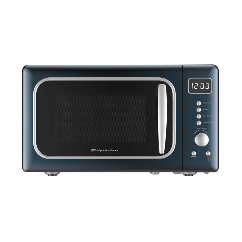 Frigidaire 0.7 Cu. Ft. Countertop Retro Microwave Oven, 700-Watt, 10 Power Levels, Azure/Silver