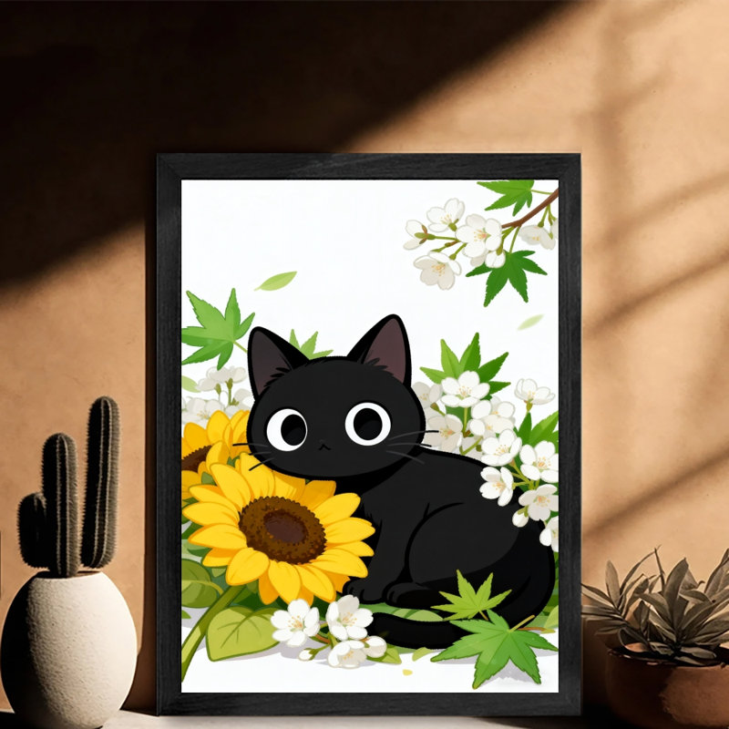 Reproduction d'art encadré noir rétro, H 11 po x l 9 po