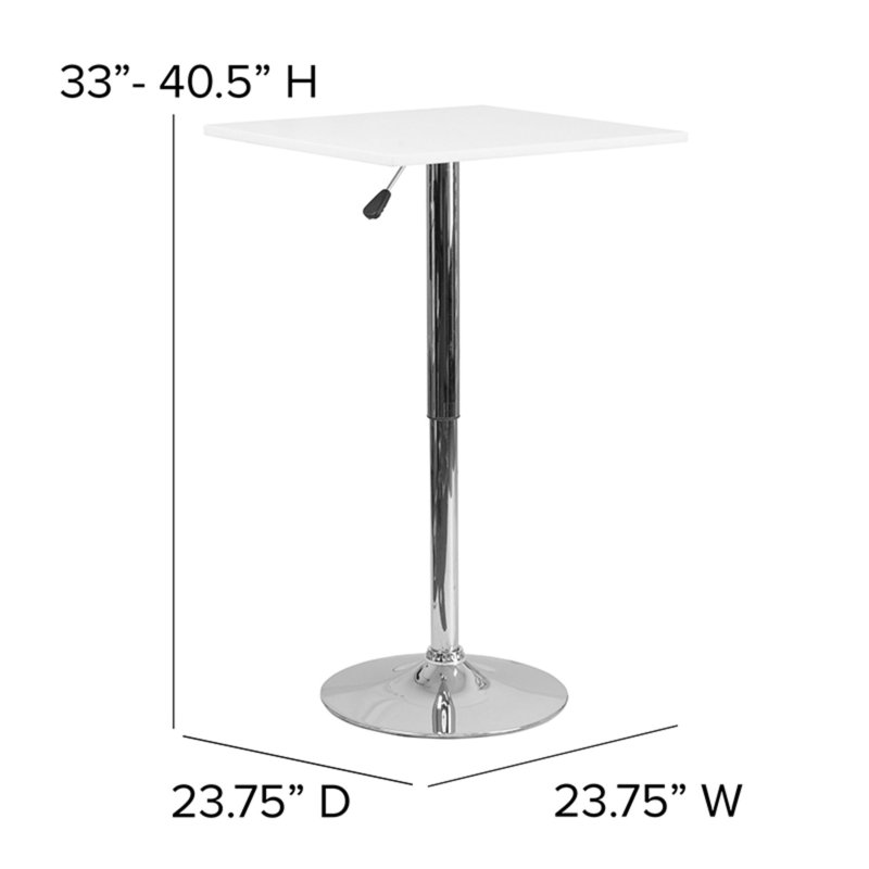 Annalese 23.75" Square Adjustable White Wood Table (Adjustable Range 33" - 40.5")