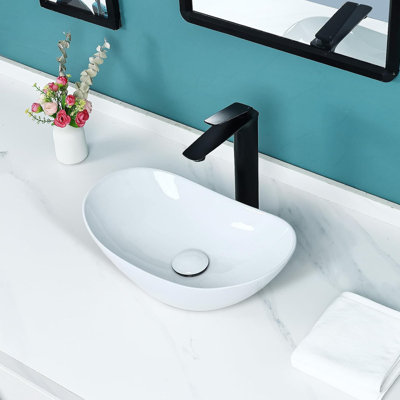 Évier de salle de bain ovale blanc 16,5 po x 11,0 po Davivy
