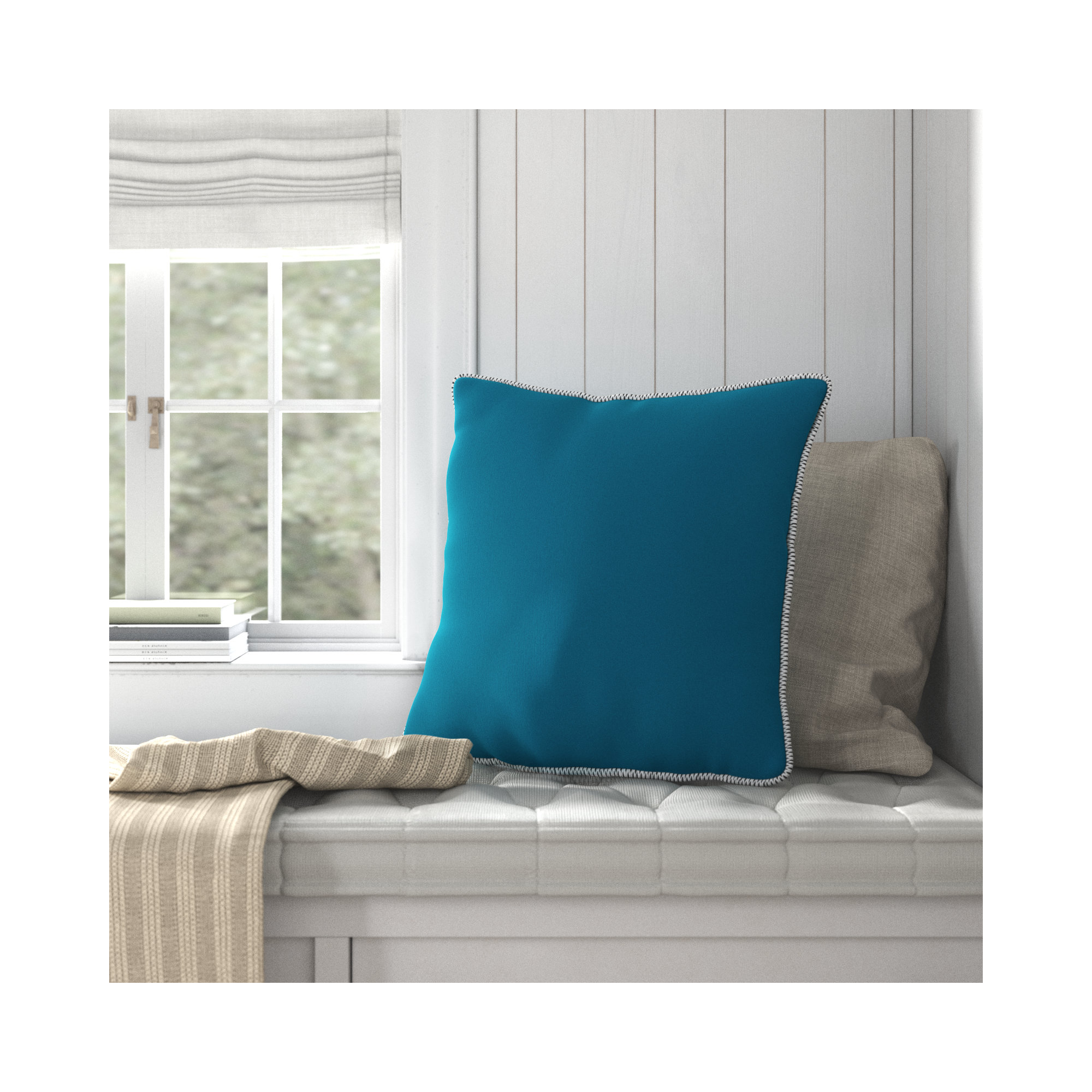 Delijah Sunbrella® Indoor/Outdoor Throw Pillow, Seascape Turquoise, 20" x 20"