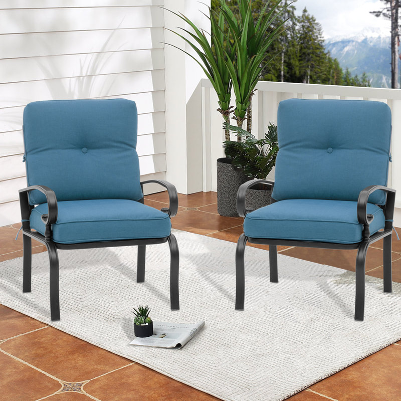 Chaise de patio avec coussins Abubakarr, Bleu paon