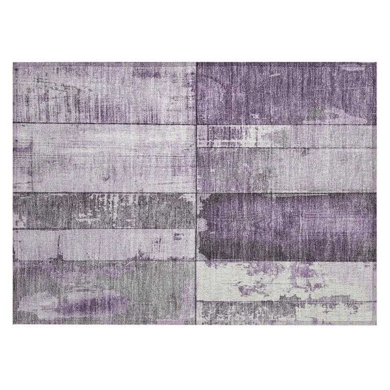 Machine Washable Indoor/Outdoor Xhevrie Purple Rug, Rectangle 1'8" x 2'6" 