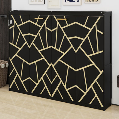 Lit escamotable contemporain avec motif imprimé accrocheur, éclairage DEL sous le lit et port USB