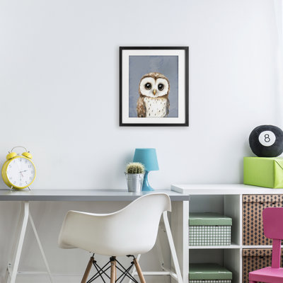 «Sweet Woodland Owl», reproduction sous verre encadrée, conception par Christine Simpson Art