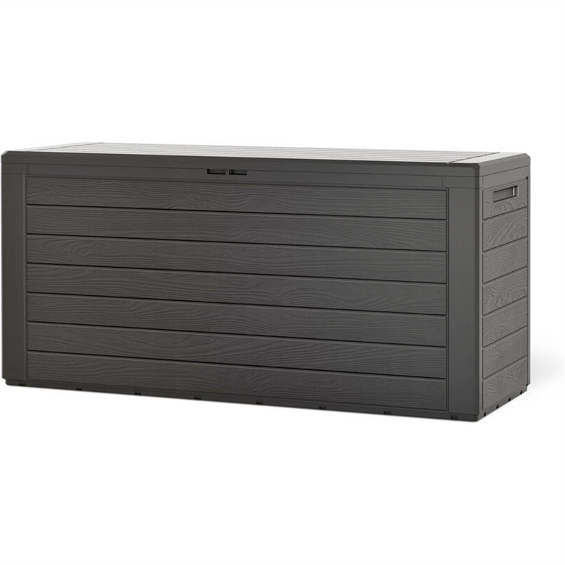 Dakota Fields Ailise 120cm W 324L Water Resistant Plastic Lockable Deck Box in Anthracite/Brown