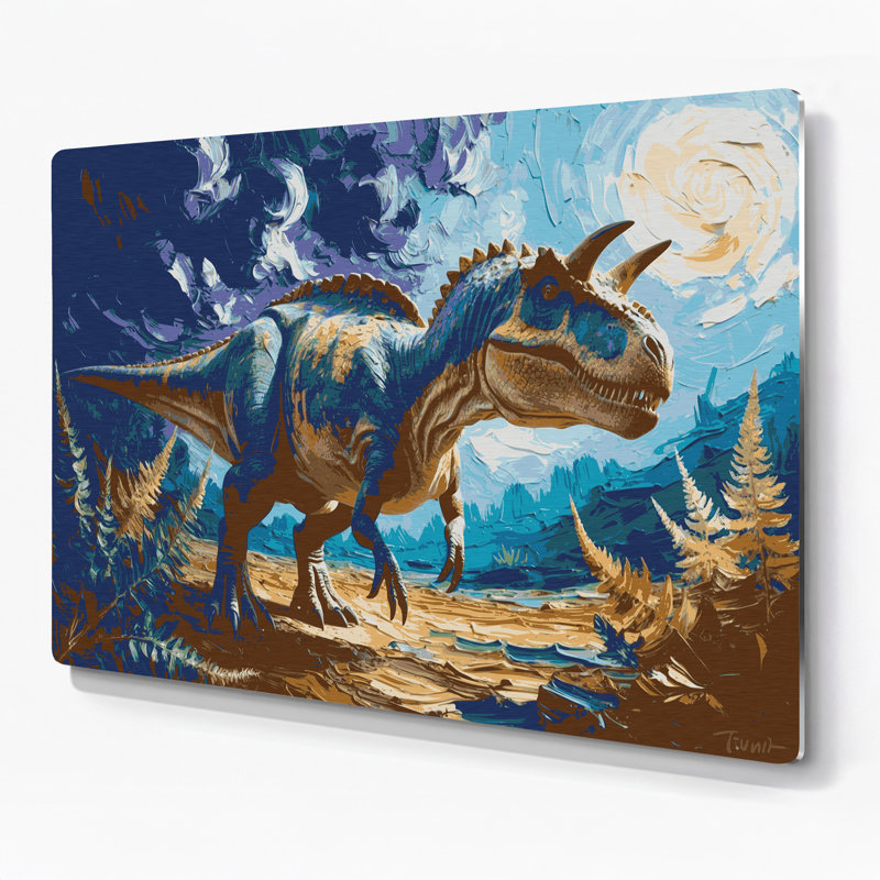«Dinosaur Chasmosaurus», art mural en métal mauve, H 11 po x l 14 po