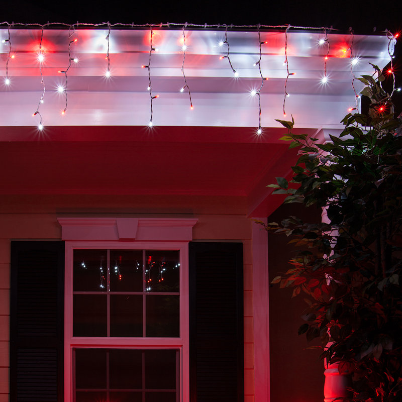 LED Icicle Lights, Red/Cool White
