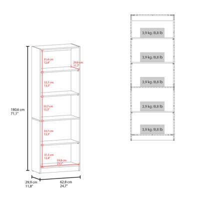 Home 4 Shelves, Modern Display Unit For Books And Decor For Living Rooms, Office Or Bedroom, Natural Oak
