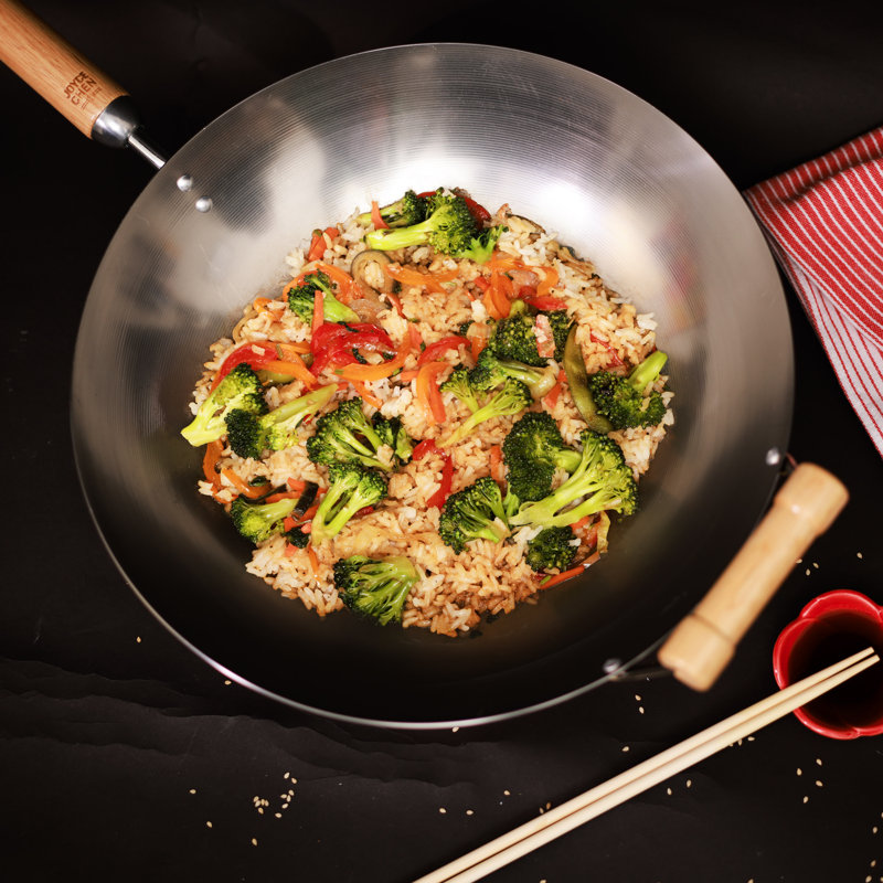 14-Inch Carbon Steel Wok with Birch Handles