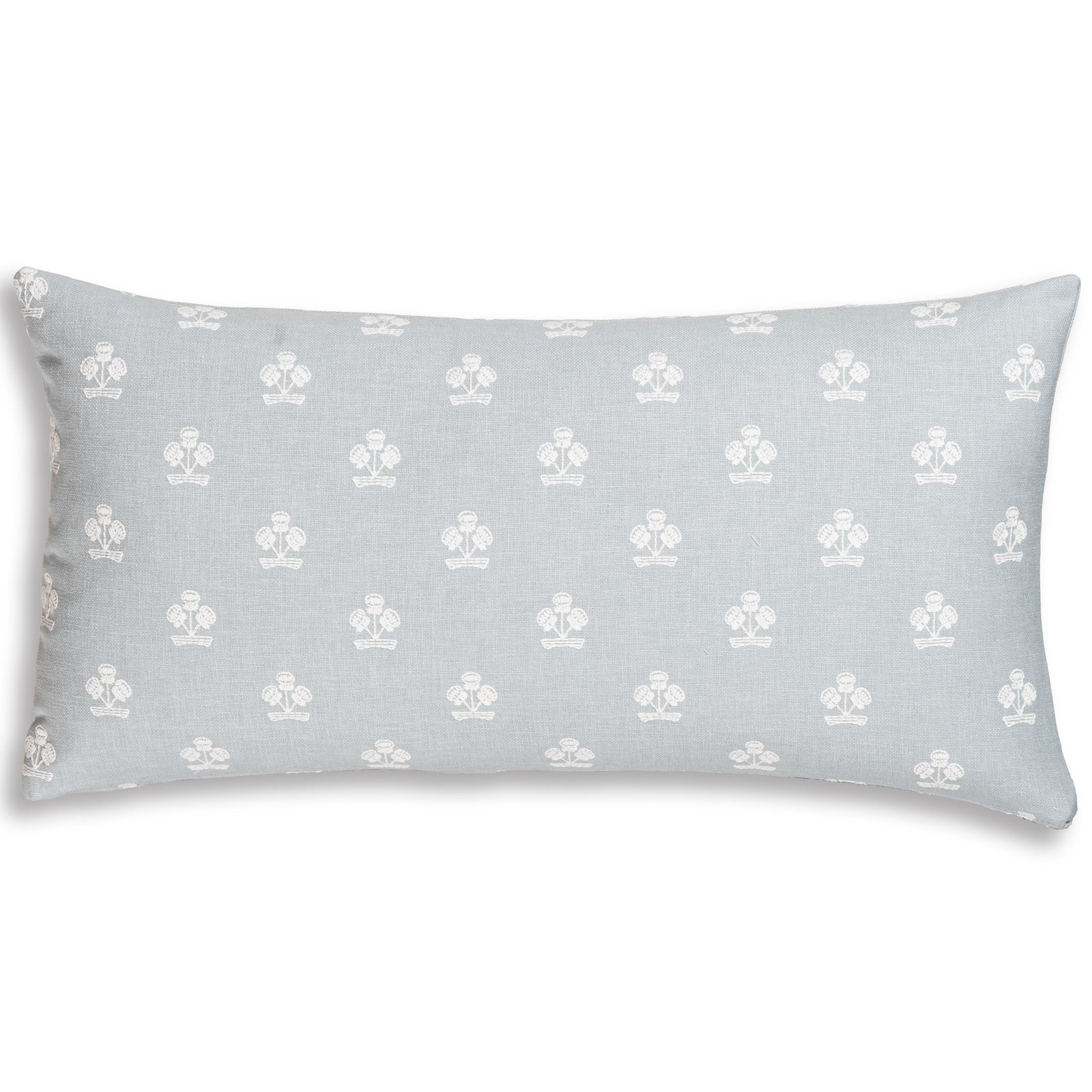 Hamachi Cotton Throw Pillow, Misty Blue Floral, Rectangle 12"H x 21"W, Feather