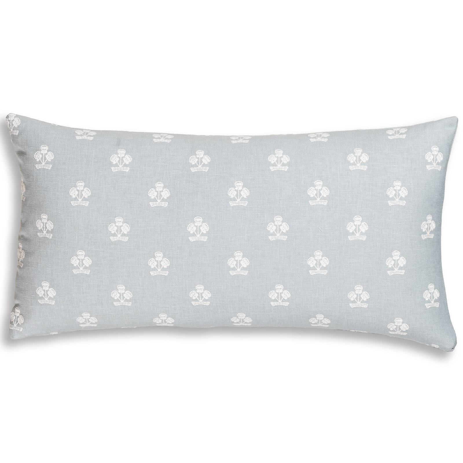 Hamachi Cotton Throw Pillow, Feather, Rectangle 14"H x 26"W, Misty Blue Floral