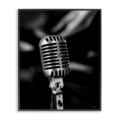  Vintage Microphone on Framed Giclee Art by Jennifer Rigsby