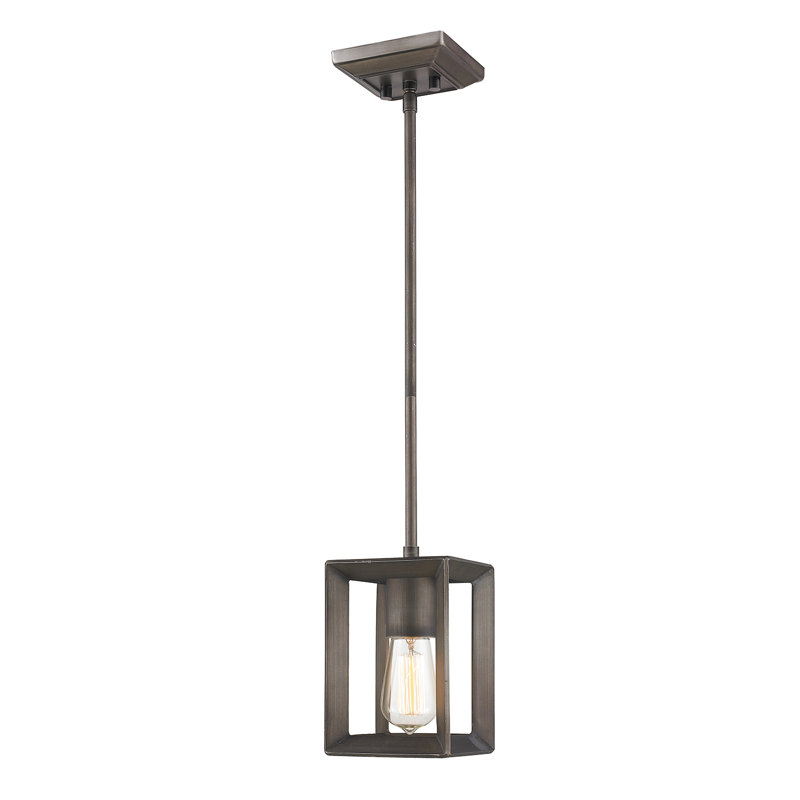 Luminaire suspendu rectangulaire à une lumière Averee, Bronze industriel