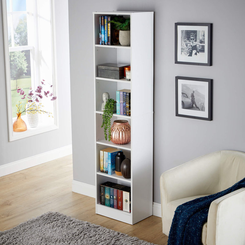 Sarahya Narrow Slim 6 Shelf Bookcase Storage Unit, White